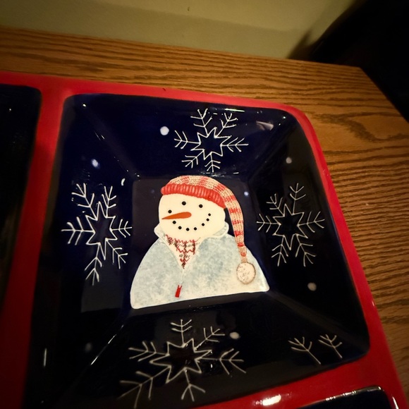 Snowman Holiday Dish Set with Red and Blue Accents - Picture 6 of 6